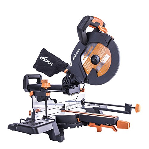Evolution Power Tools R255-SMS+ Multi-Material Sliding Mitre Saw with Plus Pack,255 mm (with RAGE Multi-Purpose Carbide-Tipped Blade,255 mm)
