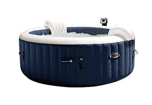 Intex PureSpa Plus 4 Person Bubble Therapy Hot Tub with Inflatable Headrests and LED Spa Light
