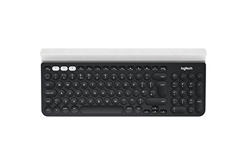 Logitech K780 Multi-Device Wireless USB,Bluetooth Keyboard,Wireless Keyboard for Windows,Mac,Chrome OS,iOS,Android,Switch Between Devices,Quiet Keyboard,QWERTY UK Layout,Dark Gray/White