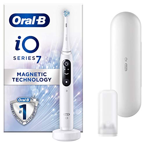 Oral-B iO7 White Ultimate Clean Electric Toothbrush for Adults with Revolutionary Magnetic Technology, B&amp;W Display, 1 Toothbrush Head, 1 Premium Travel Case, 5 Modes, Gift for Men/Women, 2020 Edition