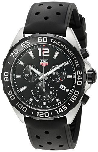 TAG Heuer Formula 1 43mm Black Rubber Band Steel Case Swiss Quartz Chronograph Watch CAZ1010.FT8024