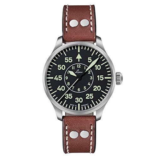 Aviator Watch Basis Aachen 39 from Laco - Made in Germany - 39 mm Diameter high-Quality Automatic Watch - Unique Quality. Outstanding Workmanship, Waterproof in a Timeless Design, Since 1925. (Women, Brown)