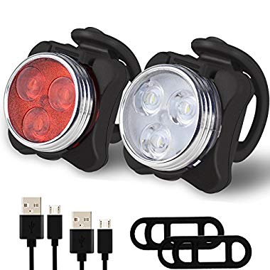 Balhvit Bike Light Set, Super Bright USB Rechargeable Bicycle Lights, Waterproof Mountain Road Bike Lights Rechargeable, Safety & Easy Mount Cree LED Cycle Lights, USB Cycling Front Light & Rear Light
