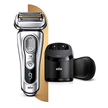 Braun Series 9 9390cc Electric Shaver, Clean and Charge Station, Leather Case