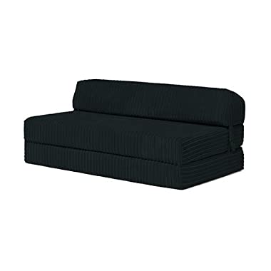 Changing Sofas Jumbo Cord Fold Out Sofa Bed Chair (Black)