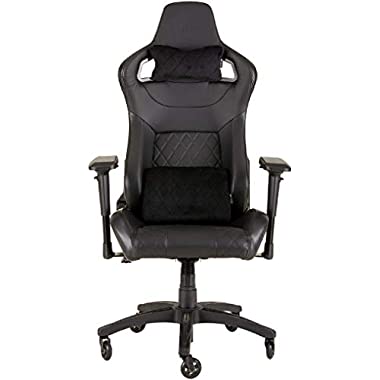 Corsair T1 Race, Faux Leather Racing Gaming Office Chair, Easy Assembly, Ergonomic Swivel, Adjustable Height and 4D Armrests, Comfortable with Recliner, Black