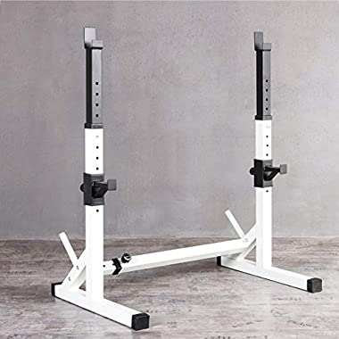 EEUK Adjustable Height Squat Rack Stands, Squat Rack Bench Press Bar and Weights Support for Curl Barbell Olympic Barbell, Weight Lifting Bench Strength Training Home Gym, Max Load 250 KG