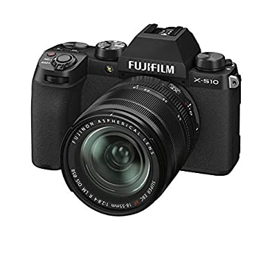 Fujifilm X-S10 Mirrorless Digital Camera, Black, with XF18-55mmF2.8-4 R LM Optical Image Stabiliser Lens (18-55 mm kit)