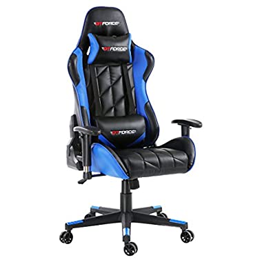 GTFORCE PRO GT Reclining Sports Racing Gaming Office Desk PC CAR Faux Leather Chair (Blue)
