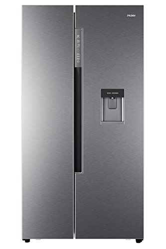Haier HRF-522IG6 Freestanding American Fridge Freezer, Plumbed-In Water and Ice Dispenser, 500L Total Capacity, 90.8cm wide, Silver