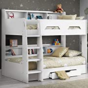 													23.5 Off
																							 	Happy Beds Wooden Bunk Bed with Underbed Storage Drawer, Orion White Wood Modern Twin Sleeper - 3ft Single (Frame Only)