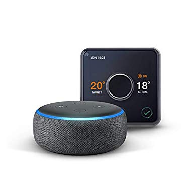Hive Active Heating and Hot Water Thermostat with Professional Installation + Echo Dot - Charcoal Fabric
