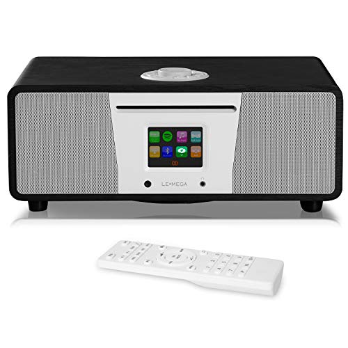 LEMEGA M4+ All-In-One Music System,DAB/DAB+/FM with CD Player,Bluetooth,Headphone-out,USB MP3 Playback,AUX,Clock,Alarms,Presets,Colour Screen,Remote & App Control - Black Oak