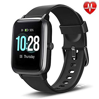 LETSCOM Fitness Tracker with Heart Rate Monitor, Smart Watch, Activity Tracker, Step Counter, Sleep Monitor, Calorie Counter, 1.3" Touch Screen, IP68 Waterproof Pedometer Watch for Kids Women Men (Black)