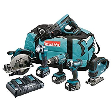Makita DLX6068PT 18V LXT 6-Piece Combo Kit with 3 x 5.0 Ah Batteries and Charger