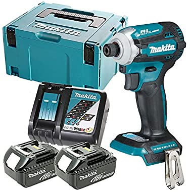 Makita DTD171 18V Brushless Impact Driver with 2 x 5Ah Batteries, Charger & Case