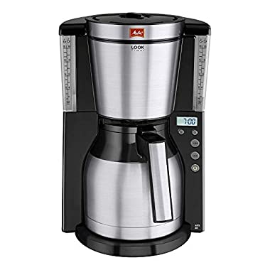 Melitta Filter Coffee Machine with Insulated Jug, Timer Feature, Aroma Selector, Look Therm Timer Model, Black/Brushed Steel, 1011-16