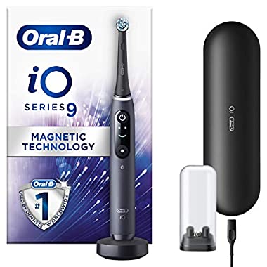 Oral-B iO9 Black Ultimate Clean Electric Toothbrush for Adults, Revolutionary Magnetic Technology, Colour Display, 1 Toothbrush Head, 1 Charging Travel Case, 7 Modes, Gift for Men/Women, 2020 Edition