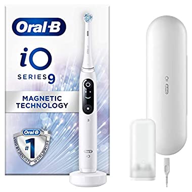 Oral-B iO9 White Ultimate Clean Electric Toothbrush for Adults, Revolutionary Magnetic Technology, Colour Display, 1 Toothbrush Head, 1 Charging Travel Case, 7 Modes, Gift for Men/Women, 2020 Edition