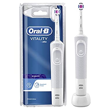 Oral-B Vitality 3D White Electric Rechargeable Toothbrush, 1 Handle, 1 Brush Head, UK 2 Pin Plug