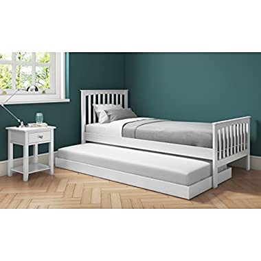 Oxford Single Guest Bed in Pure White - Trundle Bed Included