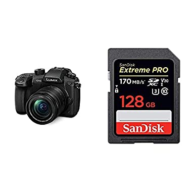 Panasonic LUMIX DC-GH5MEB-K Compact System Mirrorless Camera with 12-60 mm Lens - Black & SanDisk Extreme PRO 128 GB SDXC Memory Card, Up to 170 MB/s, Class 10, U3, V30, SDSDXXY-128G-GN4IN