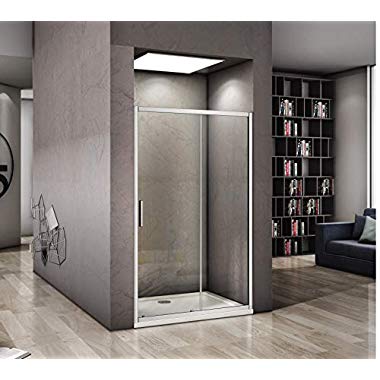 Perfect 1000x1850mm Sliding Door 6mm Safety Glass Shower Enclosure Door Cubicle with 1000x1000 Shower Tray and Waste (1000mm door+1000mm tray+waste)