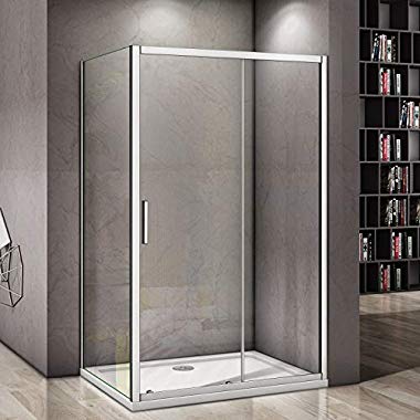 Perfect 1000x760mm Sliding Shower Enclosure Cubicle Door 6mm Glass with Side Panel Shower Tray and Waste (1000mm door+760mm side panel+tray+waste)