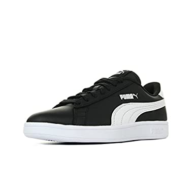 PUMA Smash v2 L Jr Low-Top Sneakers, Black White, 3.5 UK