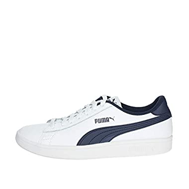 PUMA Smash v2 L Jr Low-Top Sneakers, White Peacoat White, 5.5 UK