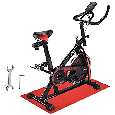 ReaseJoy Flywheel Spin Exercise Bike Indoor Aerobic Training Spining Bicycle Cycling Fitness Cardio Machine (Black)