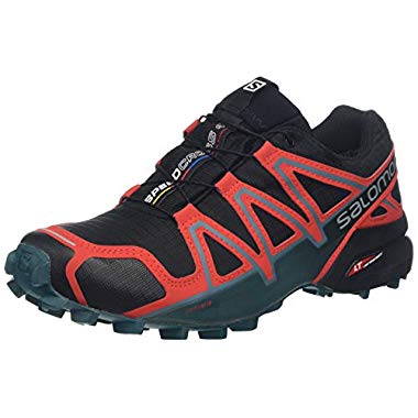 Salomon Men's Speedcross 4 GTX Trail Running Shoes,Black (Black/High Risk Red/Mediterranean Blue),7.5 UK (41 1/3 EU)