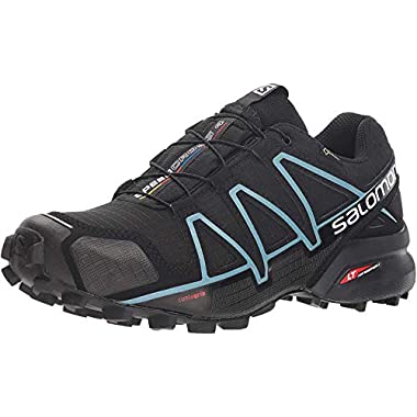 SALOMON Women's Speedcross 4 Gtx Trail running shoes Waterproof, Black Black Black Metallic Bubble Blue, 6.5 UK