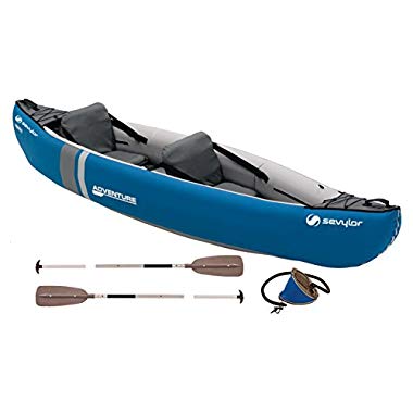 Sevylor Adventure Inflatable 2-Person Kayak Kit with Paddles,Foot Pump and Carry Bag