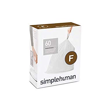 simplehuman Code F, Custom Fit Bin Liners, 60 Liners, White, 25 L