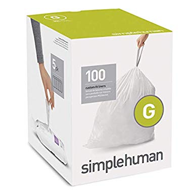 simplehuman Code G, Custom Fit Bin Liners, 100 Liners, White, 30 L
