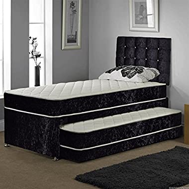 Sleep Factory Ltd SINGLE TRUNDLE GUEST BED 3 IN 1 WITH UNDER BED PULL OUT BED WITH 2 MATTRESSES AND HEADBOARD (Brown)