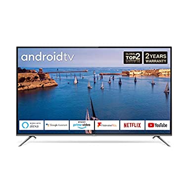 TCL 43EP658 43-Inch 4K UHD Smart Android TV with Freeview Play, Prime Video, Netflix, YouTube, HDR10, Micro Dimming, Dolby Audio, Bluetooth, WiFi, 2*HDMI, 1*USB, Slim Bezel - Black (2019)