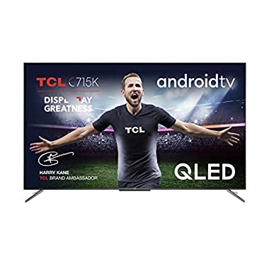 TCL 55C715K 55-inch QLED Television, 4K UHD HDR 10+ Dolby Vision, Smart Android TV with Freeview Play, Prime Video, Hands-Free Voice Control, Frameless Design, Compatible with Google Assistant & Alexa (55 Inches, Metal)