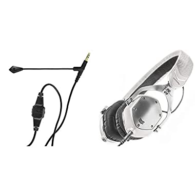 V-MODA BoomPro Microphone for Gaming & Communication (with XS On-Ear Metal Noise-Isolating Headphones (White Silver)) (Headphone Bundle)