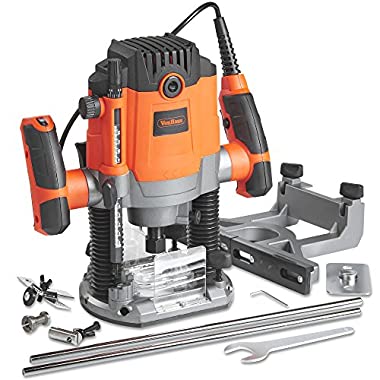 VonHaus 1600W Router Tool With 1/2" and 1/4" Collet - Woodworking Power Tool - Soft Start and Variable Speed Functions