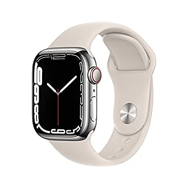 Apple Watch Series 7 (GPS + Cellular, 41mm) - Silver Stainless Steel Case with Starlight Sport Band - Regular