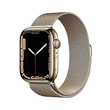 Apple Watch Series 7 (GPS + Cellular, 45mm) - Gold Stainless Steel Case with Gold Milanese Loop
