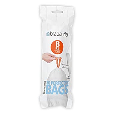 Brabantia PerfectFit Bin Liners (High Quality Thick Plastic Trash Bags with Tie Tape Drawstring Handles (20 Bags))