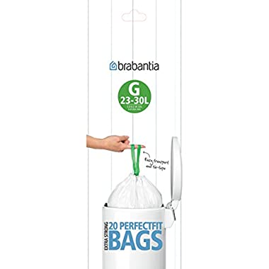 Brabantia PerfectFit Bin Liners (High Quality Thick Plastic Trash Bags with Tie Tape Drawstring Handles (20 Bags))