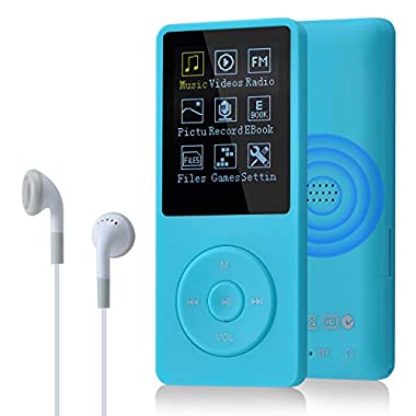 COVVY Slim Music Player 8 GB Portable Lossless Sound 70 Hours Screen MP3 Player Support up to 64 GB (Blue)