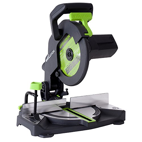 Evolution Power Tools F210CMS Multi-Purpose Compound Mitre Saw Cuts Wood, Metal and Plastic, 1200 W, (230V),Green,210 mm (F210-CMS)