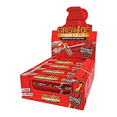 Grenade Carb Killa High Protein and Low Carb Bar, 12 x 60 g - Peanut Nutter