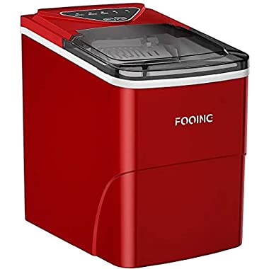 Ice Maker Machine FOOING Ice Maker Ice Cube Maker Ready in 6 Mins 2L Ice Making Machine with Self Clean Function LED Display Countertop ice Makers for Home (Red)