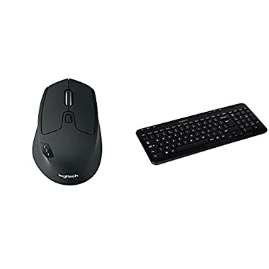 Logitech M720 Triathlon Wireless Mouse- Graphite Black & K360 Compact Wireless Keyboard for Windows, 2.4GHz Wireless with USB Unifying Receiver- Black